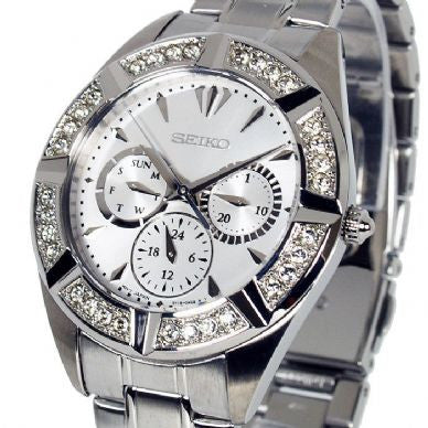 Ladies Seiko Quartz Polished Stainless Steel with Swarovski Elements