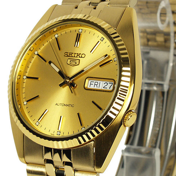 Seiko 5 Mens Automatic Gold Tone Face Tone Stainless Steel Watch – Cloud Impact 001